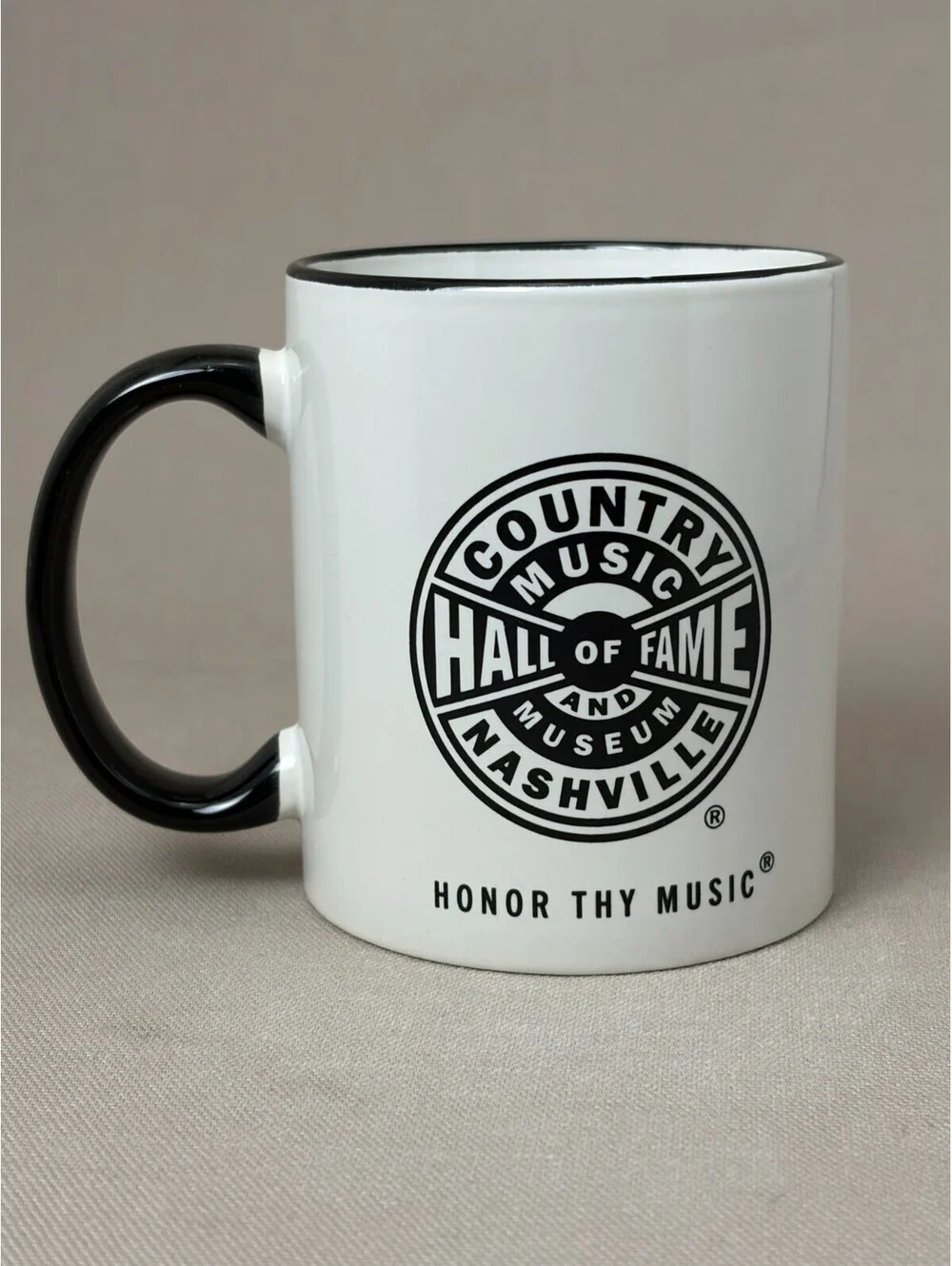 Country Music Hall of Fame Nashville Mug Honor Thy Music Black White Ceramic Cup